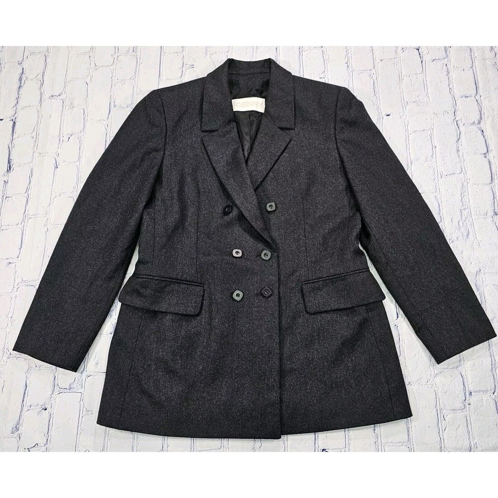 GENNY Charcoal Wool Cashmere Blend Blazer Jacket Made In Italy WOMENS SZ US 12